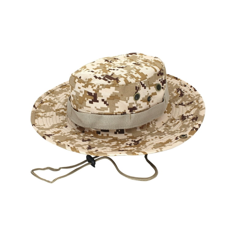 Odeerbi Fishing Bucket Hat for Men Women Outddor Sun Hat Unisex Summer Bush  Hiking Round Camouflage Cap Beige