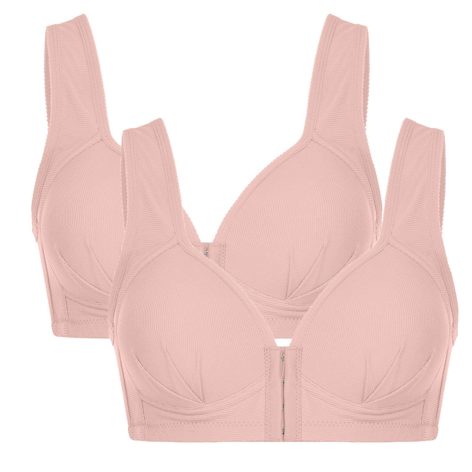 GERsome Front Closure Bras for Women no Underwire Padded Wireless  Supportive V-Neck Bra,Mastectomy Bra Comfort Push up Bra 