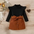 thumbnail image 1 of Odeerbi Girls A-line Dress Turtleneck Top Set Toddler Girls Clothes High Neck Knitted Corduroy A-line Skirt Two-piece Suit European And American Style Fall And Winter Skirt Black 3-4 Years, 1 of 7