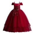 thumbnail image 1 of Odeerbi Girls Birthday Party Dresseseses Toddler Net Yarn Embroidery Flowers Mesh Bowknot Gown Long Dresses Navy, 1 of 7