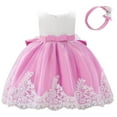 thumbnail image 1 of Odeerbi Girls Birthday Party Dresseseses Toddler Net Yarn Embroidery Rhinestone Bowknot Gown Long Dresses Headband Suit Purple, 1 of 9