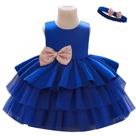 Odeerbi Girls Birthday Party Dresseseses Toddler Net Yarn Embroidery Rhinestone Bowknot Gown Long Dresses Headband Suit White