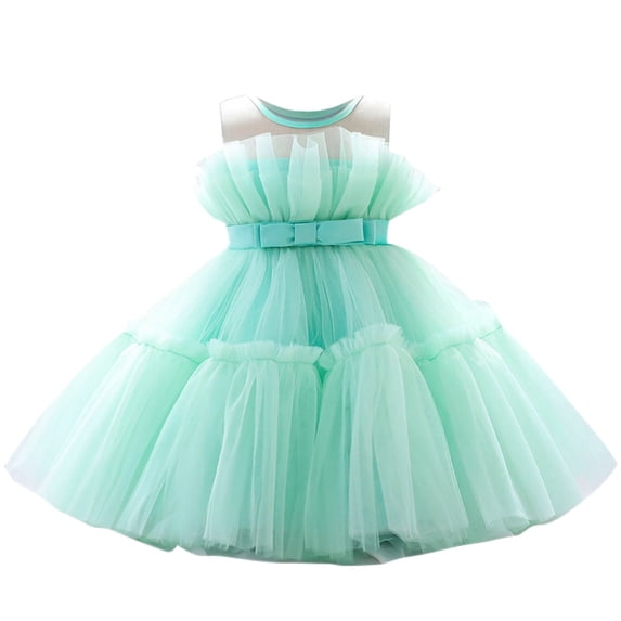 Odeerbi Girls Birthday Party Dresseseses Toddler Net Yarn Embroidery Rhinestone Bowknot Gown Long Dresses Hot Pink