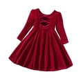 thumbnail image 1 of Odeerbi Girls Christmas Dress Little Girls Clothes Velvet Princess Dress Christmas Velvet Bow Dresses Red 7-8 Years, 1 of 7