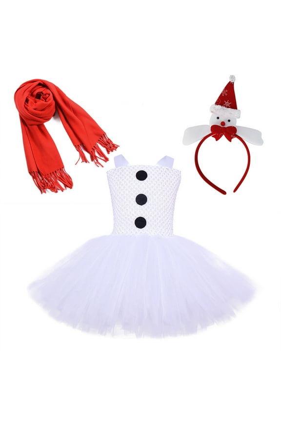Girls Christmas Dress Set Little Girls Clothes Tutu Dress Santa Claus Characters Dressed Up In Tulle Skirts White 11-12 Years