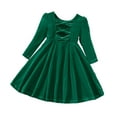 thumbnail image 1 of Odeerbi Girls Christmas Dress Toddler Girls Clothes Velvet Princess Dress Christmas Velvet Bow Dresses Green 3-4 Years, 1 of 6