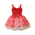 thumbnail image 1 of Odeerbi Girls Dress Baby Girls Clothes 2025 Valentine's Day Love Dress Sequin Mesh Backless Dress Red, 1 of 9