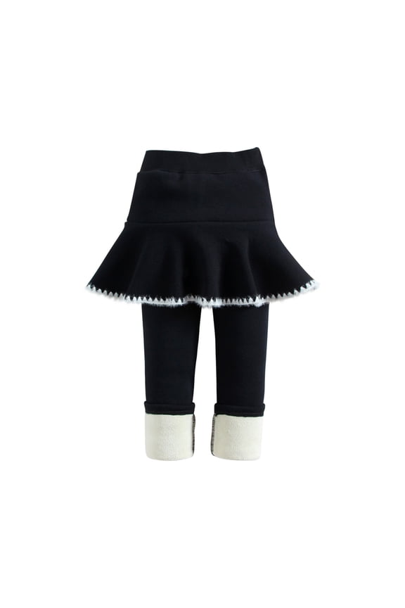 Girls Dress Baby Girls Clothes Autumn Winter Pants Elastic Pants Printed Brushed Warm 2025 Casual Leggings False Two Piece Culottes Black