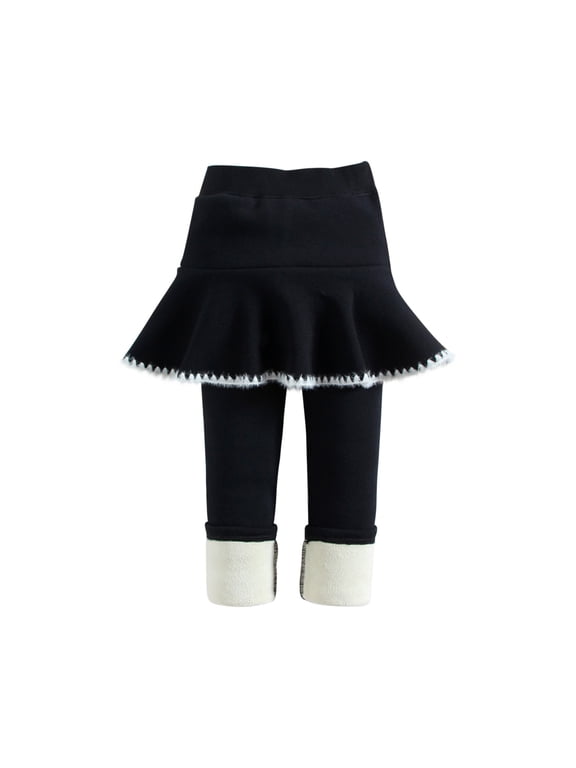 Girls Dress Baby Girls Clothes Autumn Winter Pants Elastic Pants Printed Brushed Warm Casual Leggings False Two Piece Culottes Black