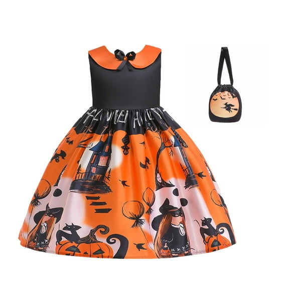 Odeerbi Girls Dress Baby Girls Clothes Children Gauze Skirt Festival Masquerade Dress Bag Set Black