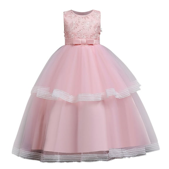 Odeerbi Girls Dress Baby Girls Clothes Children's Dress Sleeveless Princess Dress Flower Mesh Dress Skirt Tutu Dress Pink