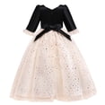 thumbnail image 1 of Odeerbi Girls Dress Baby Girls Clothes Kids Dress 2025 Long Sleeve Princess Dress Bow Tie Lace Mesh Dress Cake Dress Burgundy, 1 of 9