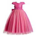 thumbnail image 1 of Odeerbi Girls Dress Baby Girls Clothes Kids Dress Sleeveless Princess Dress Butterfly Sequin Mesh Dress Tufted Dress Hot Pink, 1 of 5