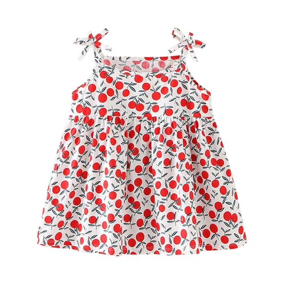 Odeerbi Girls Dress Baby Girls Clothes Summer Toddler Sleeveless Sling Dress Graphic Print Children's Clothing White
