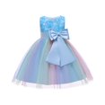 thumbnail image 1 of Odeerbi Girls Dress Baby Girls Clothes Toddler Color Net Yarn Bowknot Birthday Party Flowers Gown Kids Dresses Blue, 1 of 9