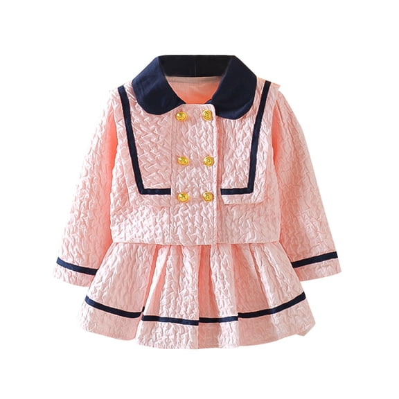 Odeerbi Girls Dress Baby Girls Clothes Toddler Kids Solid Color Skirt Set 2025 Long Sleeve Top Skirt Party Dresses Pink