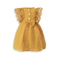thumbnail image 1 of Odeerbi Girls Dress Baby Girls Clothes Toddler Outfits Lace Sleeveless Bow Cotton Comfortable Cute Kids Dress Yellow, 1 of 9