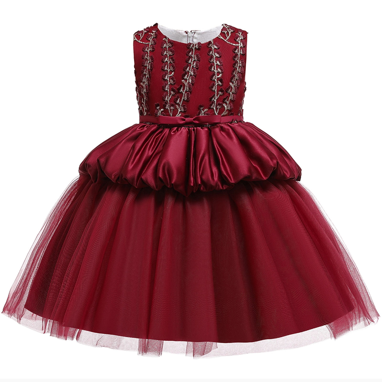 princess polly baby blue dress Toddler Girls Burgundy Wool A Line Elegant Dress 4T main image 0