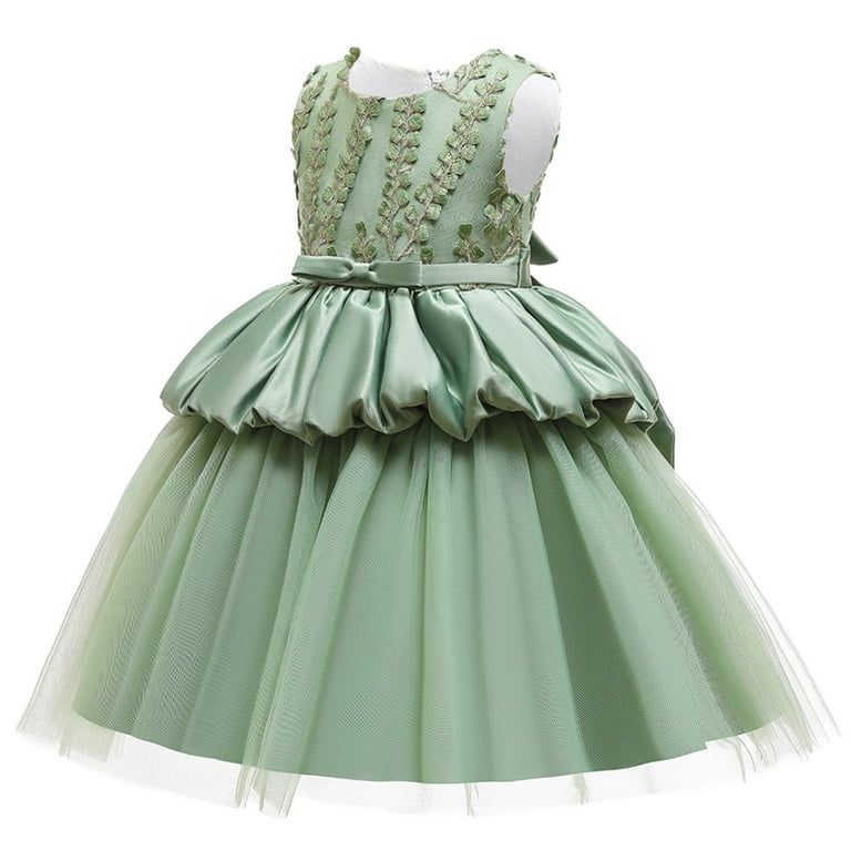 Odeerbi Girls Dress Baby Girls Clothes Toddler Solid Color Leaf Embroidery Net Yarn Bowknot Birthday Party Flowers Gown Kids Dresses Green - Walmart.com Odeerbi Girls Dress Baby Girls Clothes Toddler Solid Color Leaf Embroidery Net Yarn Bowknot Birthday Party Flowers Gown Kids Dresses Green - Walmart.com