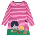 thumbnail image 1 of Odeerbi Girls Dresses Baby Girl Clothes Autumn Children's Clothing Tshirt 2025 Long Sleeve Cartoon Striped Embroidered Dress, 1 of 7