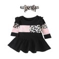 thumbnail image 1 of Odeerbi Girls Dresses Baby Girl Clothes Newborn Infant 2024 Long Sleeve Patchwork Leopard Print Princess Dress Set, 1 of 9