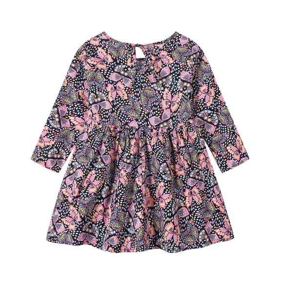 Odeerbi Girls Dresses Baby Girl Clothes Toddler Clothing 2025 Long Sleeve One-Piece Floral Print Dress Autumn Kids Skirt