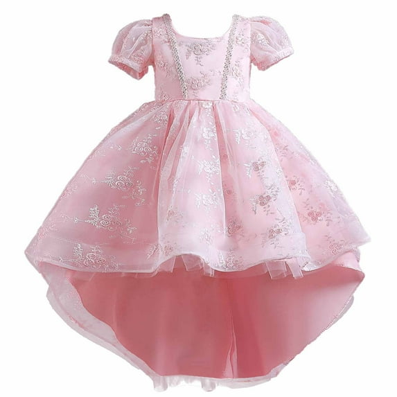 Odeerbi Girls Dresses Flower Girl Dress Children Baby Middle-aged Children's Embroidered Gauze Dress Princess Dress