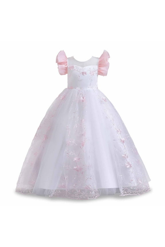 Girls Dresses Flower Girl Dress Children Baby Middle-aged Children's Sleeveless Embroidery Mesh Dress Gauze Dress Princess Dress