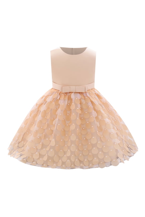 Girls Dresses Flower Girl Dress Toddler Temperament Bowknot Cute Mermaid Beading Birthday Party Gown