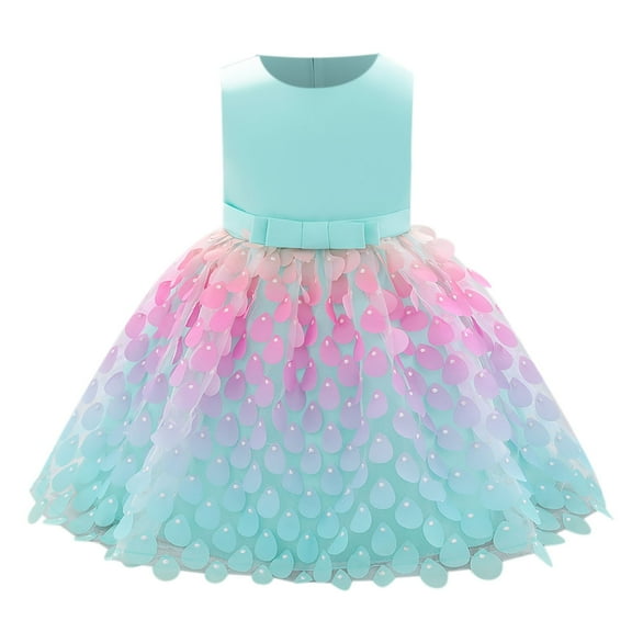 Odeerbi Girls Dresses Flower Girl Dress Toddler Temperament Bowknot Cute Mermaid Beading Birthday Party Gown
