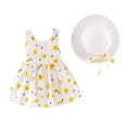 thumbnail image 1 of Odeerbi Girls Dresses Toddler Baby Kids Sleeveless Floral Princess Dress Hat Outfits Yellow, 1 of 9