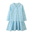 thumbnail image 1 of Odeerbi Girls Dresses Toddler Girls Clothes 2025 Casual Spring Fall Winter Cotton Long Sleeves T-shirt Dress Clothes Blue 5-6 Years, 1 of 7