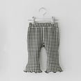 thumbnail image 1 of Odeerbi Girls Flared Pants Spring Childrens Wear Plaid Flare Pants Western Casual Pants Baby Cotton Pants White, 1 of 4