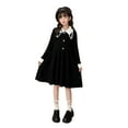 thumbnail image 1 of Odeerbi Girls Knit Dress Toddler Girls Clothes Sweater Dress Crew Neck Lapel Sleeve Dress Knit Ruffled Dress Black 2-3 Years, 1 of 8