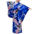thumbnail image 1 of Odeerbi Girls Pajamas Fashion Kimono Tradition Improved Printing Cardigan Robe Formal Wear Set Dark Blue, 1 of 9