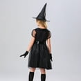 thumbnail image 1 of Odeerbi Girls Party Tulle Dress Set Little Girls Clothes Kids Halloween 2025 Fashion Witch Sorceress Clothing Dress Hat Set Black 6-7 Years, 1 of 9