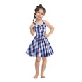 thumbnail image 1 of Odeerbi Girls Princess Dress Toddler Girls Clothes Halter Plaid Dress 2024 Fashion V-neck Sleeveless Backless Vintage Printed Party Cocktail Dresses Stretchy Dresses Blue 4-5 Years, 1 of 1