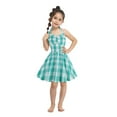 thumbnail image 1 of Odeerbi Girls Princess Dress Toddler Girls Clothes Halter Plaid Dress 2024 Fashion V-neck Sleeveless Backless Vintage Printed Party Cocktail Dresses Stretchy Dresses Green 3-4 Years, 1 of 9