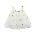 thumbnail image 1 of Odeerbi Girls Princess Dress Toddler Girls Clothes Party Tulle Tutu Dress Summer Lovely Sweet Dress Strap Sleeveless Embroidered Flowers Printed Lace Sundress Yellow 3 Years, 1 of 9
