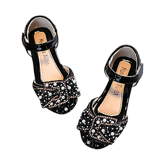 Odeerbi Girls Sandals Baby Girl Kids Pearl Rhinestones Soft Anti-Slip Sole Dance performance Sandals