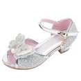 thumbnail image 1 of Odeerbi Girls Sandals Children's Shoes Girls Fish Mouth Butterfly Pearl Rhinestone Crystal Princess Shoes Dance Shoes, 1 of 7
