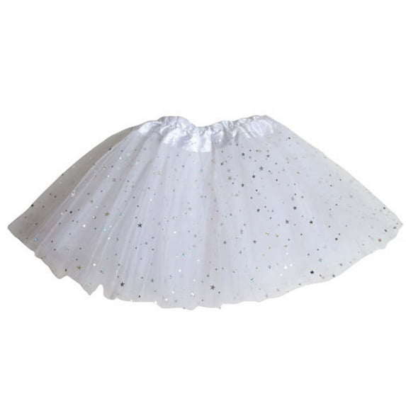 Odeerbi Girls Skirts Tutu Skirt Toddler Baby Party Multicolour Dance Ballet Outfit Sequins Princess Skirts White