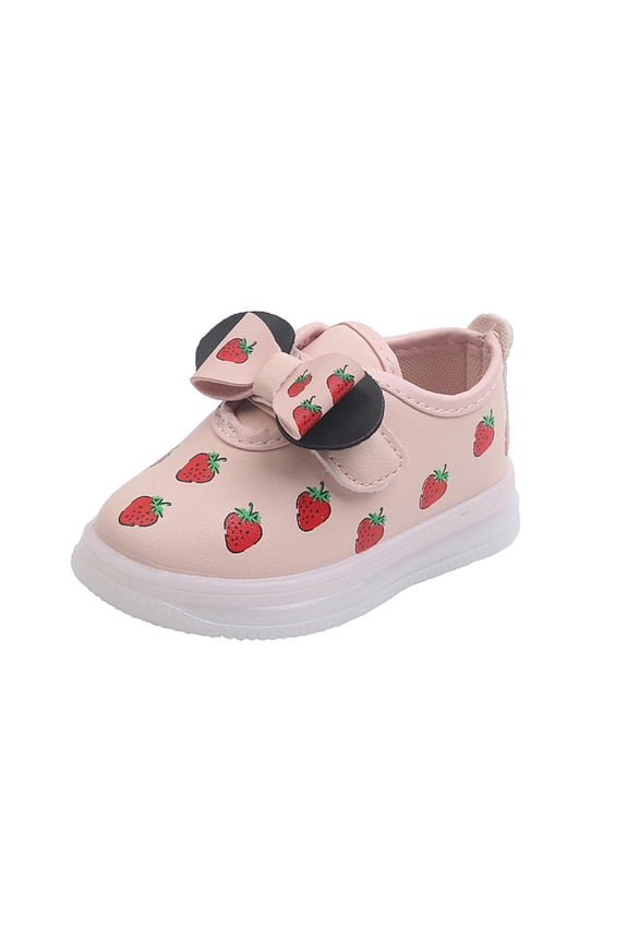 Girls Sneakers Spring Autumn Children LED Light Up Girls Bow Strawberry Baby 2025 Casual Luminous Shoes
