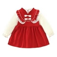 thumbnail image 1 of Odeerbi Girls Winter Dress Infant Girls Clothes Velvet Tiered Dress With Bow Collar 2025 Long Sleeve Dress Ruffle Tunic Shirt Dress Red 9-12 Months, 1 of 6