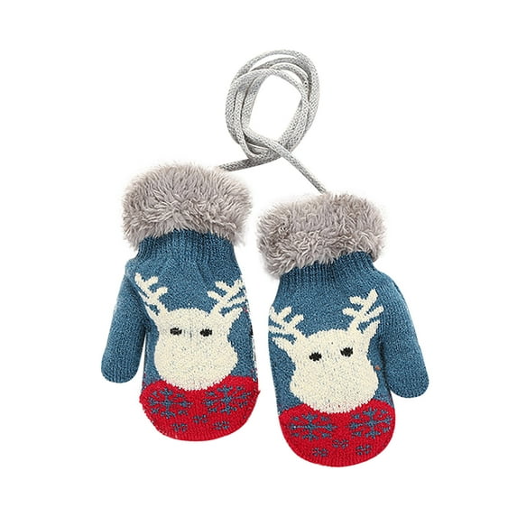 Odeerbi Gloves For Boys Girls Winter Gloves Toddler Baby Christmas Knitted Children Knitted Children Solid Color Thickened Warm
