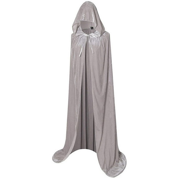 Odeerbi Halloween Long Hooded Death Cloak for Men Women Gothic Witch Cape Steampunk Robe Renaissance Cowl Cape Medieval Role Play Cloak Coat Blue