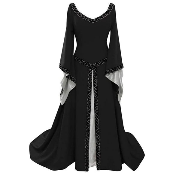 Odeerbi Halloween Retro Dress Dress Medieval Renaissance Dress Women 2025 Long Sleeve Long Maxi Dress Party Retro Dress