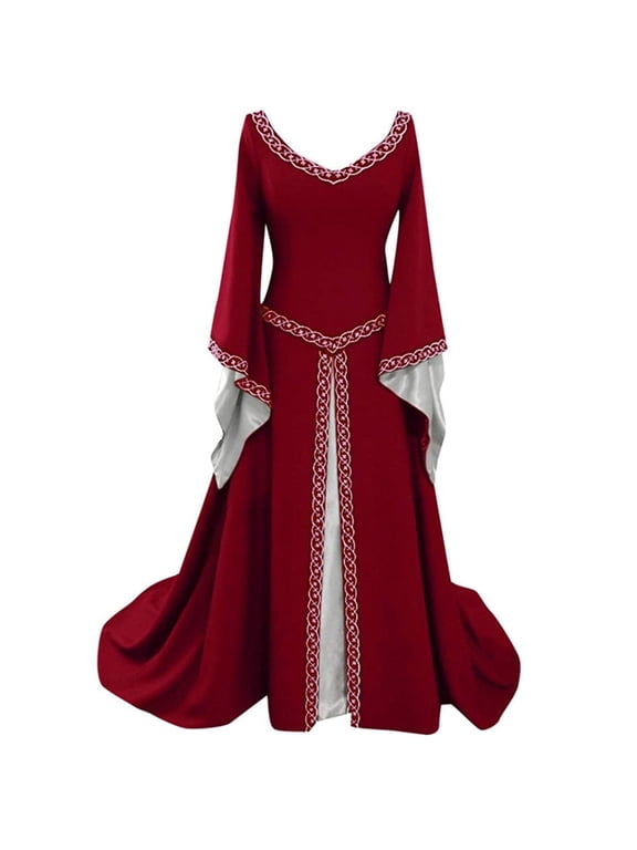 Halloween Retro Dress Dress Medieval Renaissance Dress Women Long Sleeve Long Maxi Dress Party Retro Dress