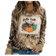 thumbnail image 1 of Odeerbi Halloween Vintage Pumpkin Sweatshirt for Women Retro Crewneck Sweatshirts 2024 Long Sleeve Printed Tops Brown, 1 of 4