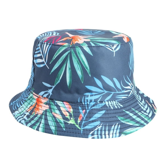 Odeerbi Hawaii Beach Hats for Men Women Reversible Bucket Hat for Sun Protection Sun Hat Leaves Printing Fisherman Hats Wear Outdoor Sunscreen On Both Sides White